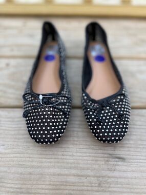 Dolce Vita Black Polka Dot Ballet Flats with Bow Accent